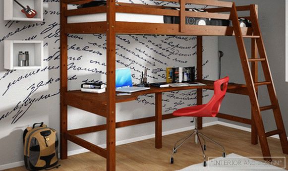 Łóżko piętrowe z biurkiem - 3