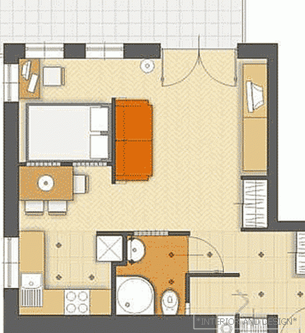 projekt projektowy jednopokojowego mieszkania 3