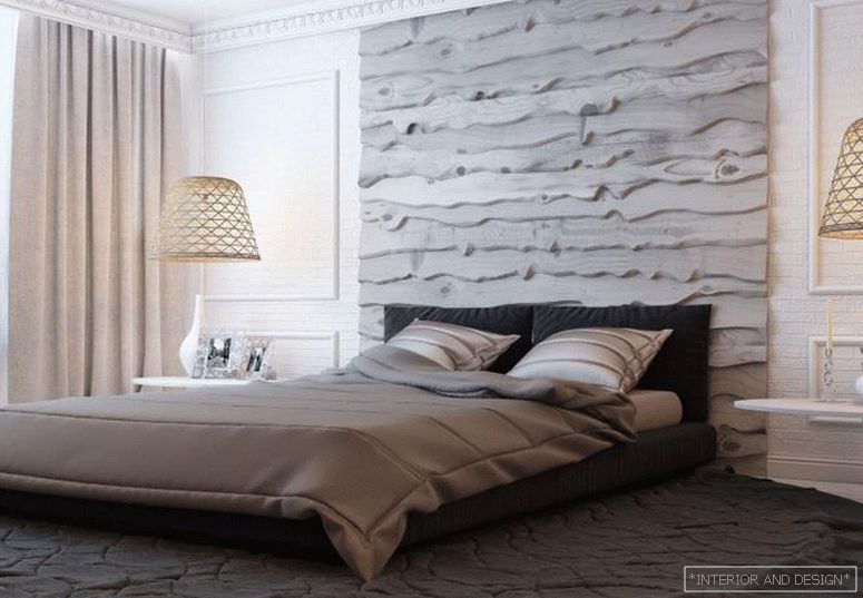 Ściana akcentująca w sypialni z drewna 1