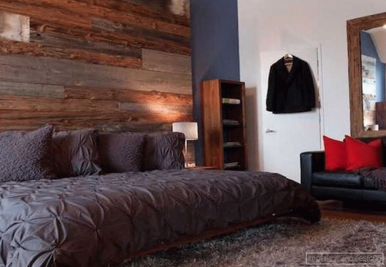 Ściana akcentująca w sypialni z drewna 2