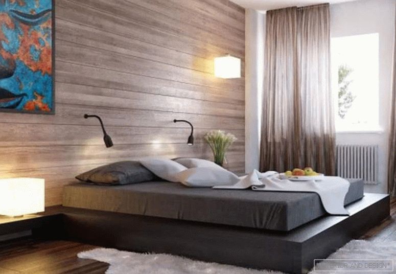 Ściana akcentująca w sypialni z drewna 6