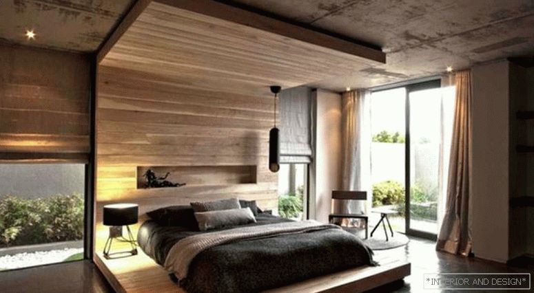 Ściana akcentująca w sypialni z drewna 9