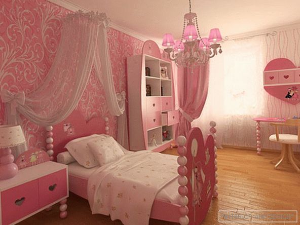 Różowy projekt sypialni