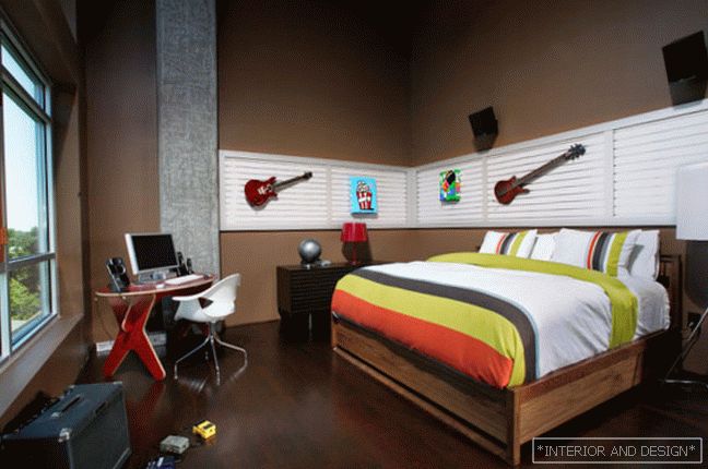 Zdjęcie sypialni dla chłopca w stylu loftu